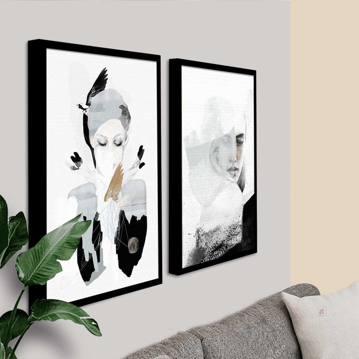 Audrey Black And White Wall Art Movie Poster Fine Art Stylish Picture For Home Decor for Home, Wall Decor & Living Room Decoration (Set of 2, 17.5 x 12.5 Inches)