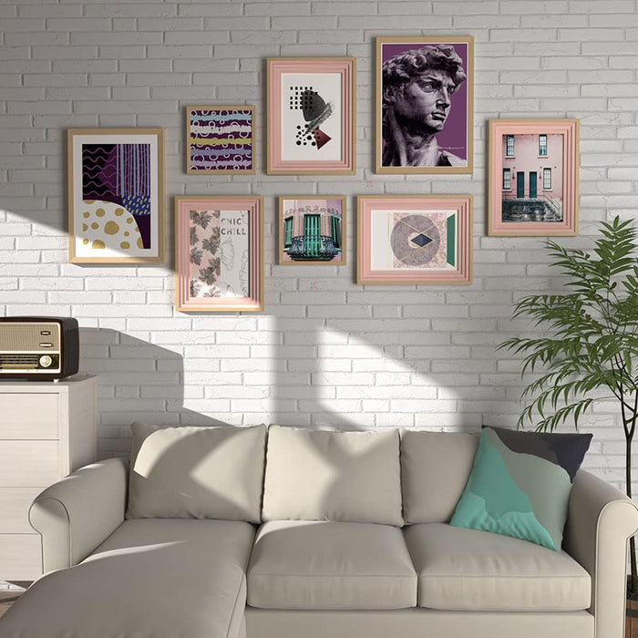 Art Street Wall Décor David of Michelangelo Set of 8 Framed Art Prints Paintings for Home, Bedroom, Living Room & Office (Size - 2 - 12 x 16, 4 - 8 x 12 & 2 - 8 x 8 Inches)