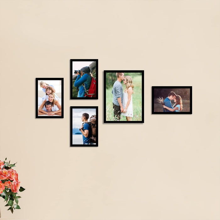 Set of 5 Black Wall Photo Frame Eco Series Photo frames for Wall Decoration (Size - 4x6, 6x8 Inchs, Black)