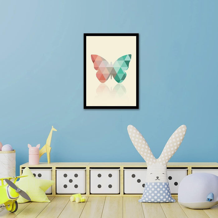 Art Street Geometric Rainbow Butterfly Wall Art Artwork Posters for Home, Kids Room, Wall Hanging Decor & Living Room Decoration I Modern Luxury Decorative gifts (12.9 x 17.7 Inches)