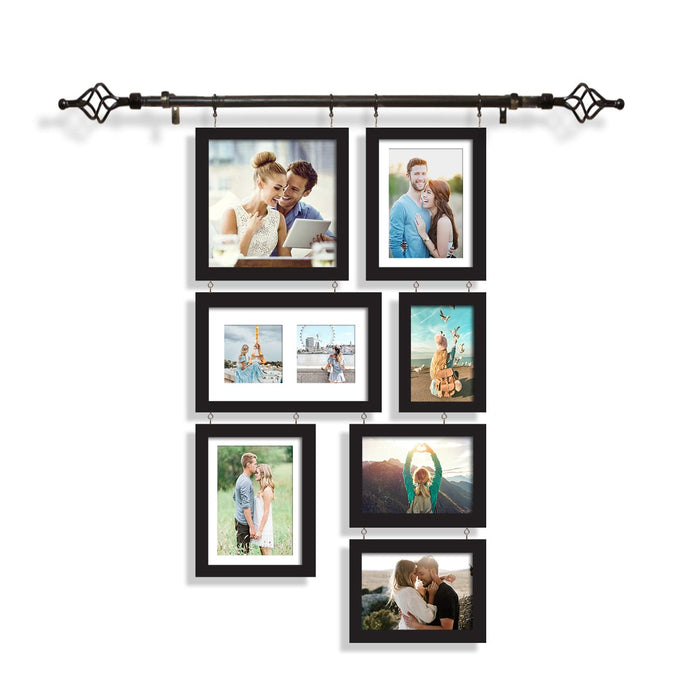 Art Street Set of 6 Chandelier Photo Frame For Wall Decoartion With Hanging Rod Anniversary Gift Royal Photo Frame Black Size-4x4, 5x7, 6x8, 8x8 Inches