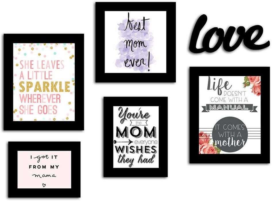 Mother's Day / Birthday Gift Set Of 5 Black Photo Frame ( Size 5x7, 6x8, 8x8, 8x10 )