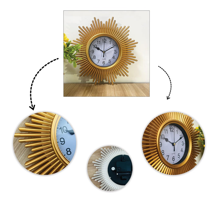 Art Street Stylish Modern Aesthetic Premium Retro Clock Design Unique Wall Hangings (Gold, 25 X 25 Cm)