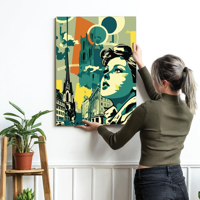 Art Street Stretched On Frame Canvas Painting Women Face Pop Art For Wall Décor (Size: 16x22 Inch)