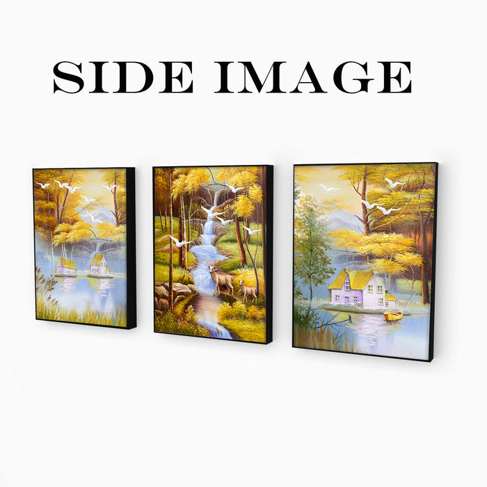 ‎Art Street Set of 3 Scenic Beauty Wall Art Canvas Painting with Frame Luxury Decorative item for Home Decoration, Living/Drawing Room, Bedroom & Office (13 x 17 Inches)