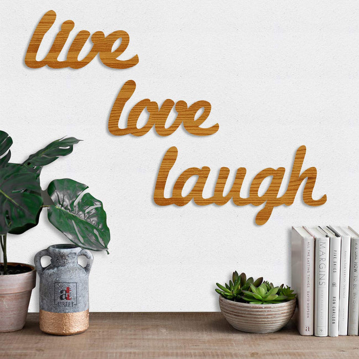 Art Street Live Love Laugh MDF Plaque Painted Cutout Ready to Hang Home Decor Wall Art (Size-10 x 10 Inches)