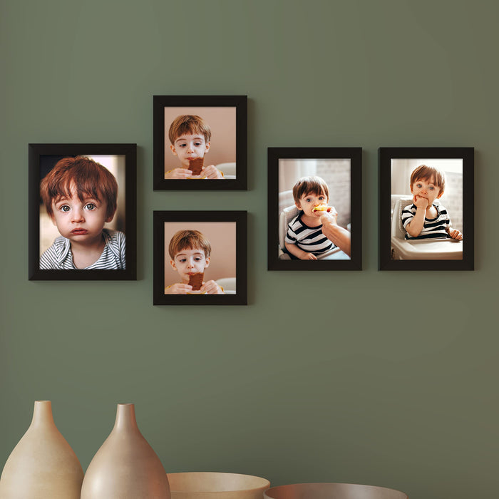 MDF Wall Photo Frames for Living Room - Set of 5, Home Décor Black Framed, Size: 4x6, 5x7, 6x8 Inch