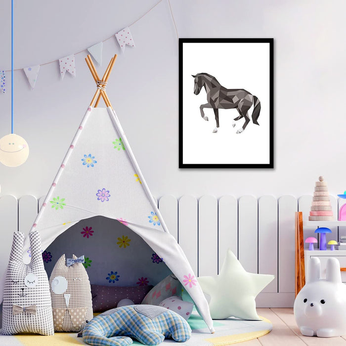 Art Street Geometric Horse Wall Art Artwork Painting Posters for Home, Kids Room, Wall Hanging Decor & Living Room Decoration I Modern Luxury Decorative gifts (12.9 x 17.7 Inches)