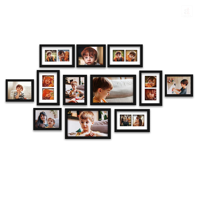 Art Street Collage Wall Photo Frame For Home Decoration - Set Of 12 (6X8-5 Pcs, 6x10-5 Pcs, 8x12-2 Pcs), Black