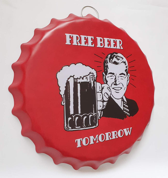 Bottle Cap Iron Painting # Free Beer Tomorrow Vintage tin Sign