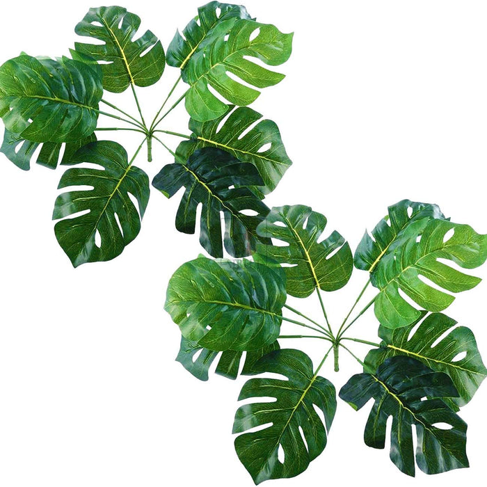 Green Color Multi Head Artificial Tropical Palm Leaves