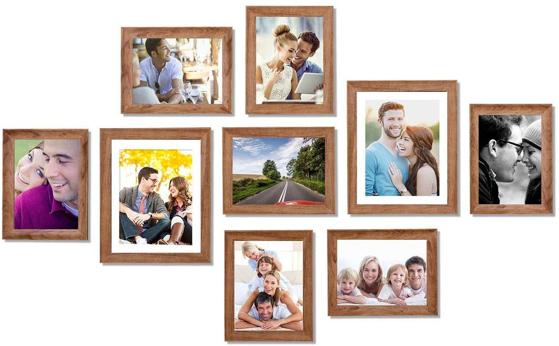 Natural Cave Premium Brown photo frames for wall ,living room ,Gift - set of 9 .