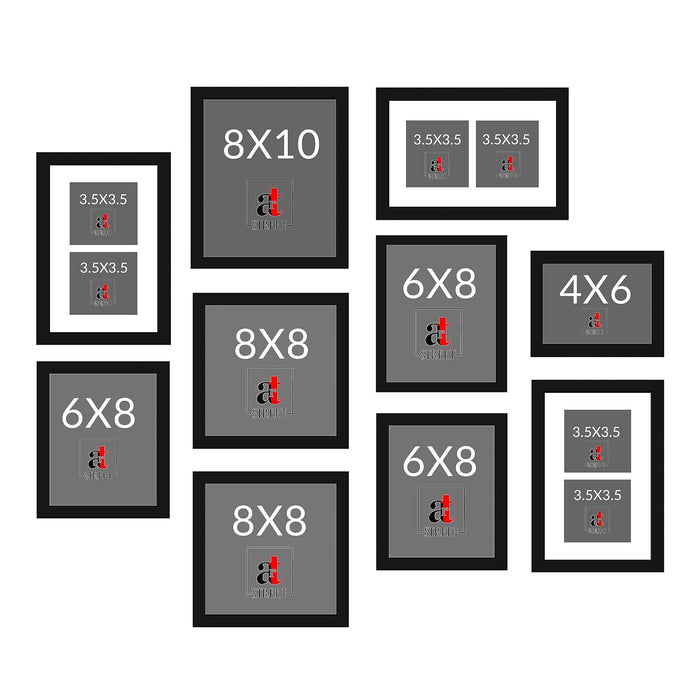 Art Street Large Collage Wall Photo Frame Individual Picture Frame - Set Of 10 (6x8, 8x8, 8x10, 6x10 Inch, White-Blue)