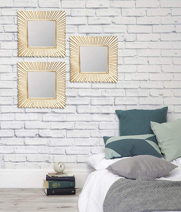 Decorative Square Golden Wall Mirror for Living Room