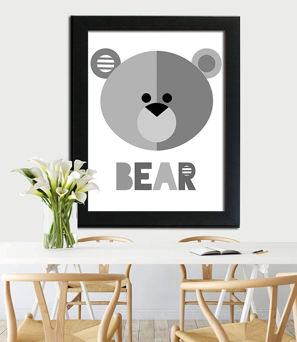 Cute Bear Theme Poster With Frame For Kids Room
