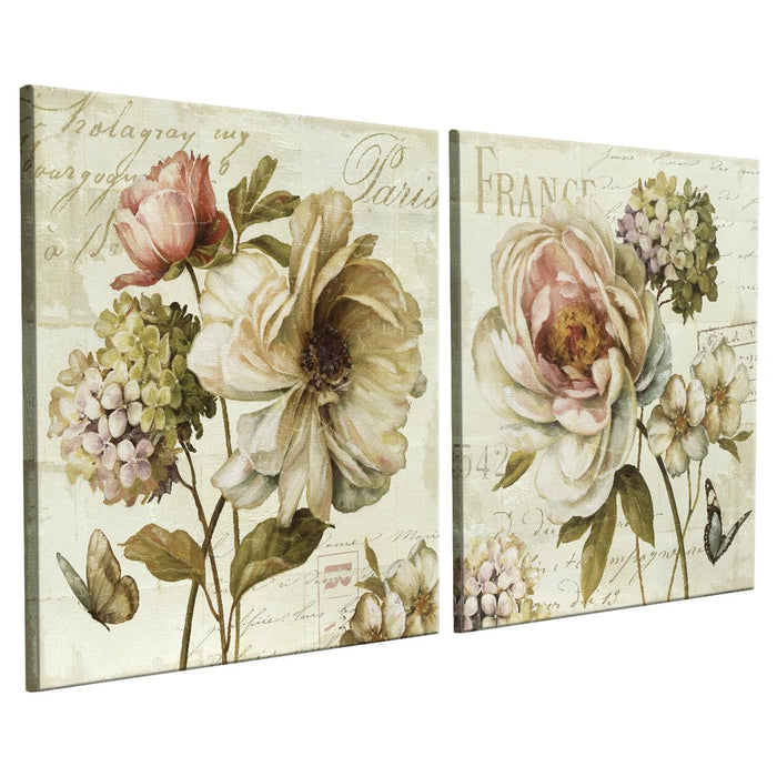 Art Street Decorative Blooming Flower Stretched Canvas Painting for Home Décor (Set of 2, 12 X 12 Inches)