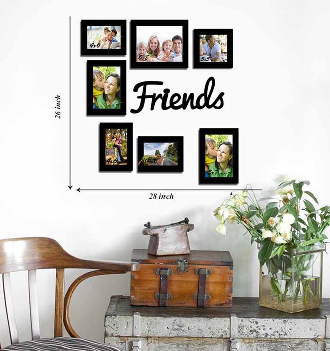 Art Street Ideal Gift Set of 7 Individual Wall Photo Frames with Friends MDF Plaque