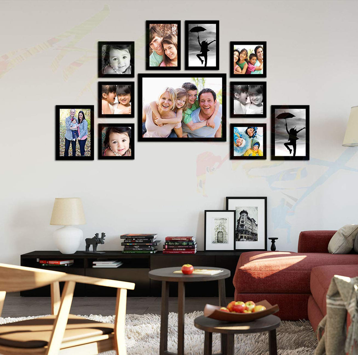 Memory Wall Photo Frame - Set of 11 Individual Photo Frames ( Size 4x6 ...