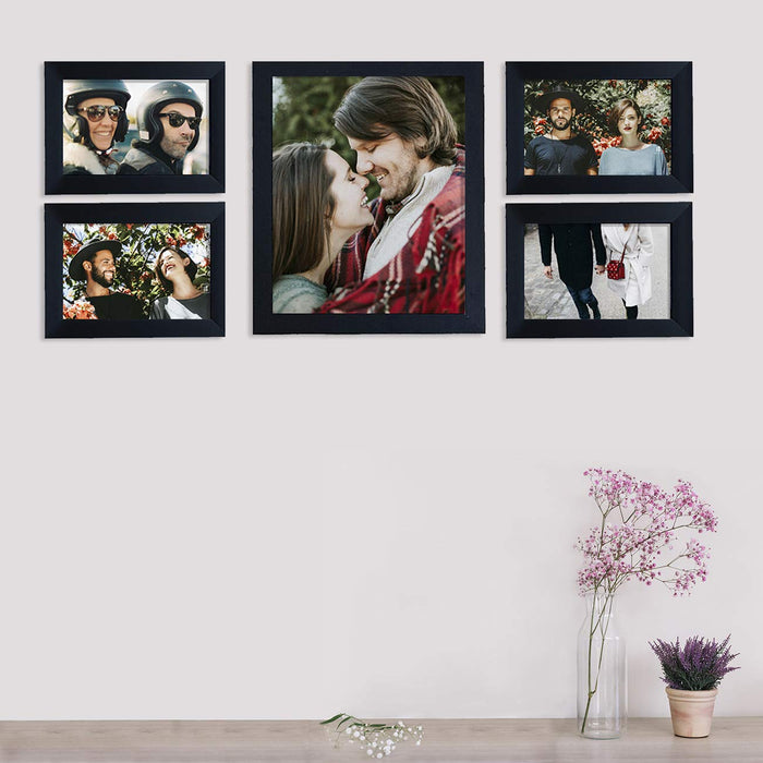 Set of 5 Individual Black Wall Photo Frames ||Mix Size|| 4 Units 4x6, 1 Unit 8x10 inches||