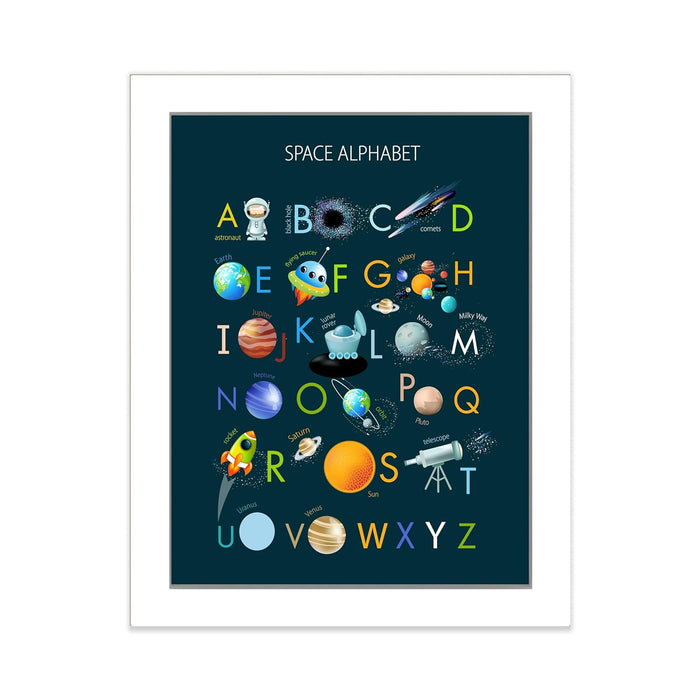 Art Street ABC Alphabet With Space Art Print for Kids Room Decoration (Set of 1, 12.7x17.5 Inch, A3)