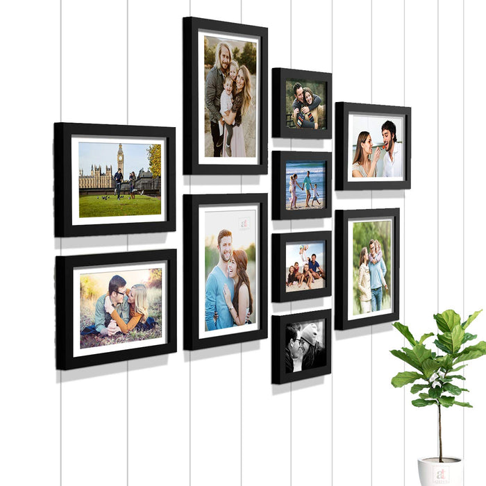 Art Street Set of 10 Black Wall Photo Frame, Picture Frame for Home Decor with Free Hanging Accessories (Size -5x7, 6x8, 8x10 Inchs)