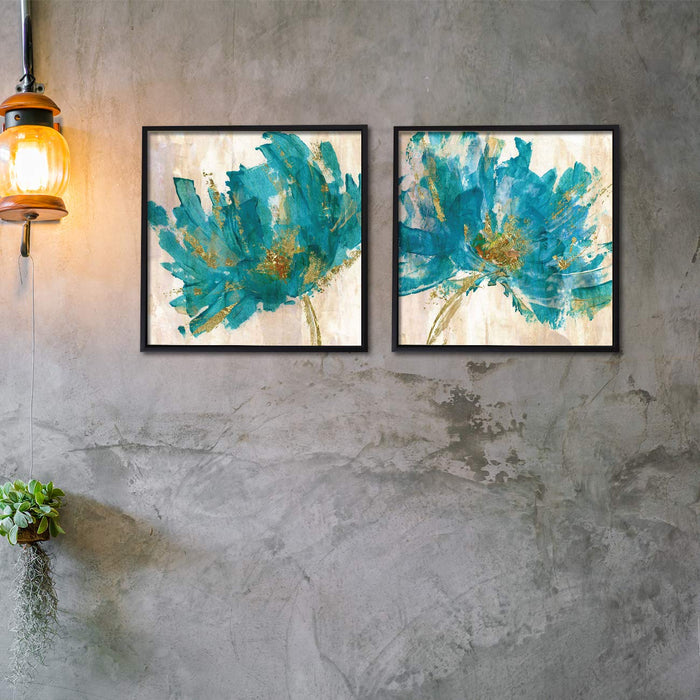 Floral Art Theme Set of 2 Framed Canvas