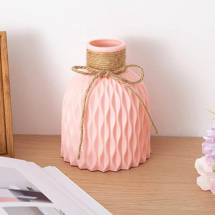 Decorative Ceramic Vase Ribbon, Classic Flower Pot for Home, Office, Living Room, Bedroom Decoration (Size : 5x15)