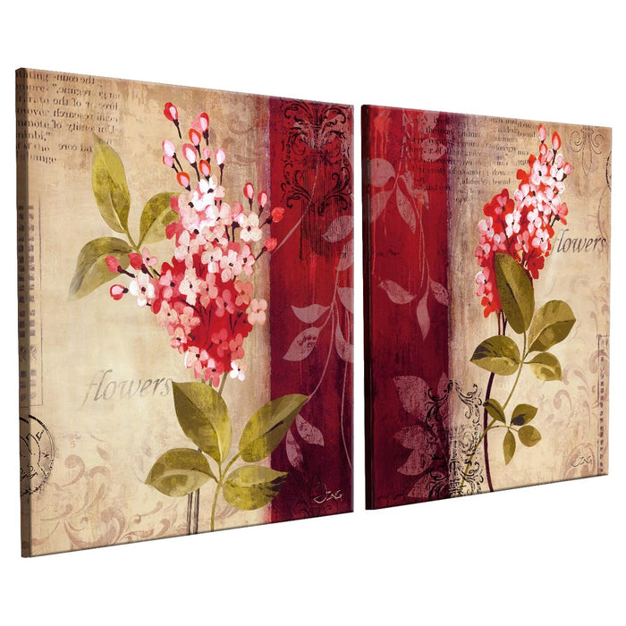 Art Street Decorative Pink Flower Stretch Canvas Painting for Home Décor (Set of 2, 12 X 12 Inches)
