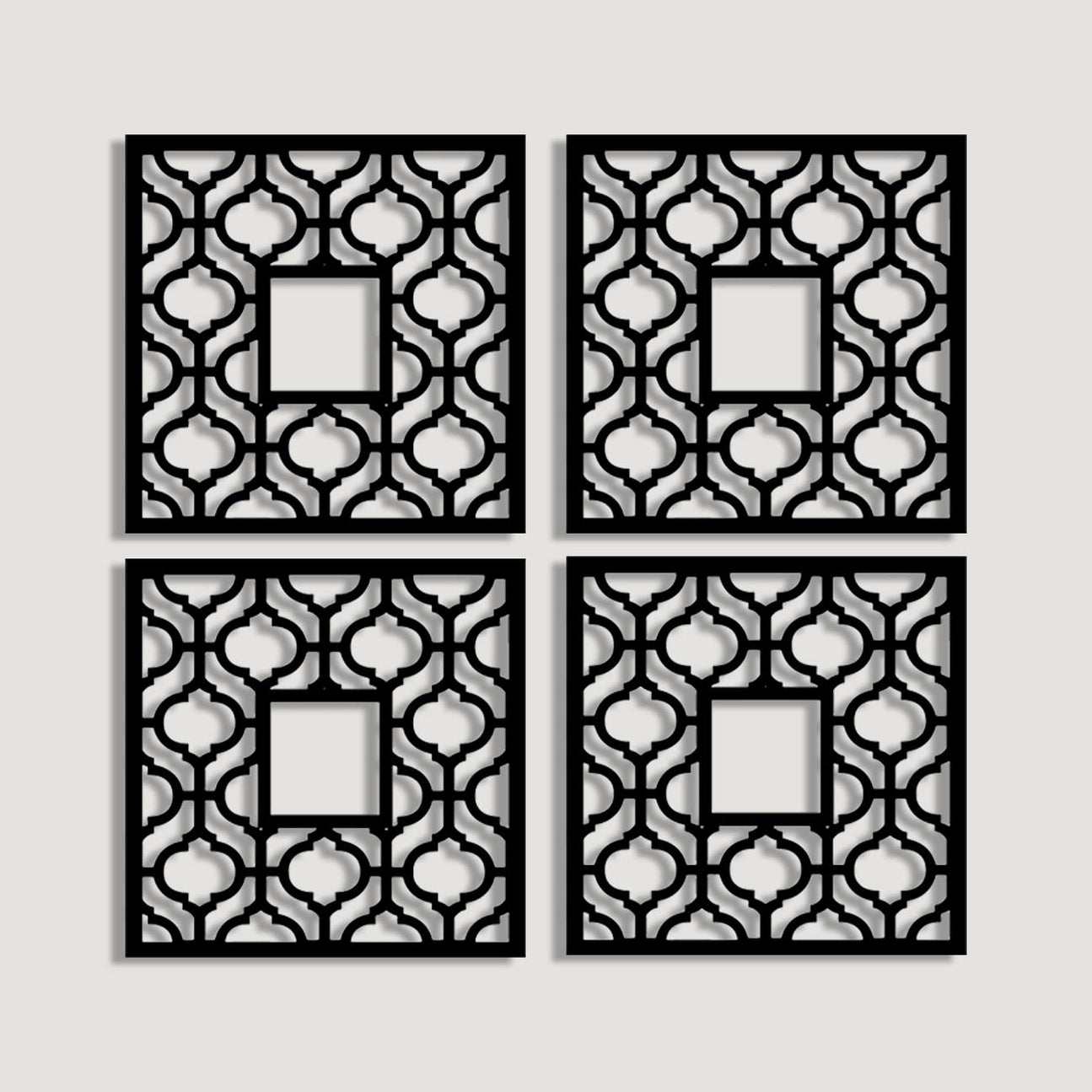 Floral Decorative Wall Art, MDF Square 3D Jharokha Jali for Home Decor