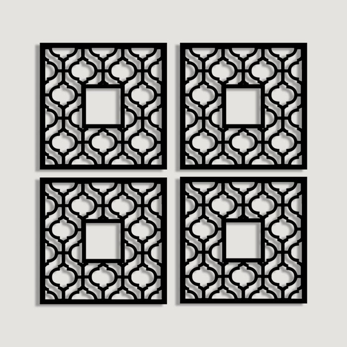 Floral Decorative Wall Art, MDF Square 3D Jharokha Jali for Home Decor  (8x8 Inch)