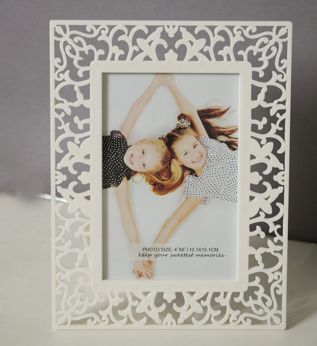 Decoralicious White Designer Royal Table Top Photo Frame Perfect For Office & Home Decor ( Size 4x6 )