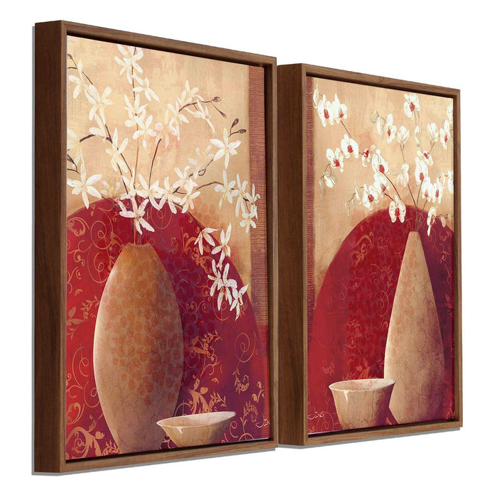 Floral Theme Framed Canvas Painting Framed Wall Art Print For Home Decor