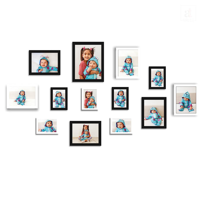 Art Street Collage Wall Photo Frame For Home-Decoration - Set Of 13 (4x6-6 Pcs, 6X8-6 Pcs, 8x10-1 Pcs), Black & White