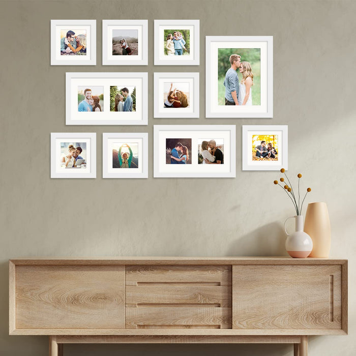 Art Street Photo Frames for Home Décor Set of 10 White Wall Photo Frames for Living Room Decoration (Size - 8 x 10 Inches, 5 x 5 Inches, 6 x 10 Inches)