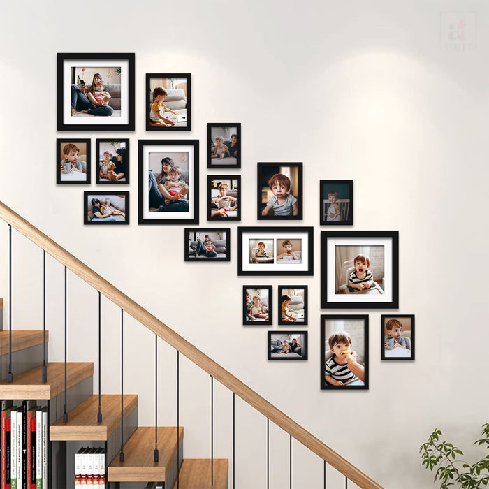 Art Street Collage Wall Photo Frame For Home Decor Wall Hangings, - Set Of 18 (4x6-11 Pcs, 6X8-2 Pcs, 6x10-2 Pcs, 8x8-2 Pcs, 8x12-1 Pcs), Black