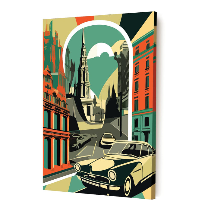 Art Street Stretched On Frame Canvas Painting Britain Retro City Art For Wall Décor (Size: 16x22 Inch)