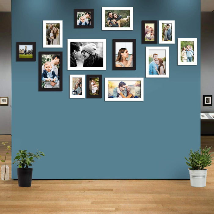 14 Black Wall Photo Frames Collage Picture Frames Wall Gallery Kit ( Sizes 4" x 6", 5" x 5", 5" x 7", 6" x 8", 6" x 10", 8" x 10" )