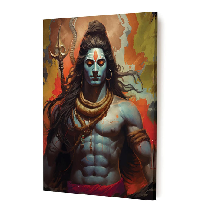 Art Street Stretched Canvas Painting Meditation of Adiyogi Lord Shiva Art Print for Home & Wall Décor (Size: 16x22 Inch)