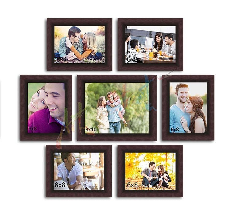 Love Forever Set of 7 Individual Photo Frame/Wall Hanging for Home Décor - Brown ( Size 6x8, 8x10 inches )