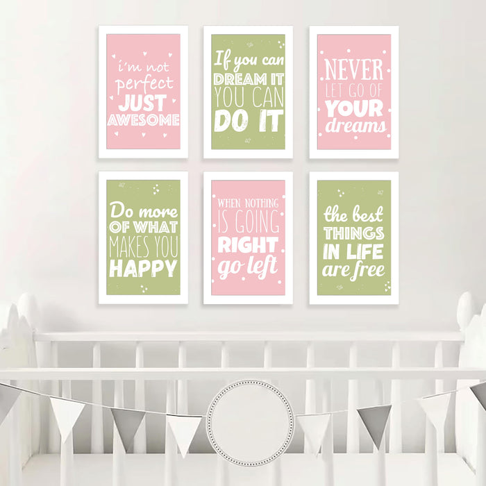 Art Street The Best Things in Life are free Art Print for Kids Room Decoration (Set of 6, 8.9x12.8 Inch, A4)