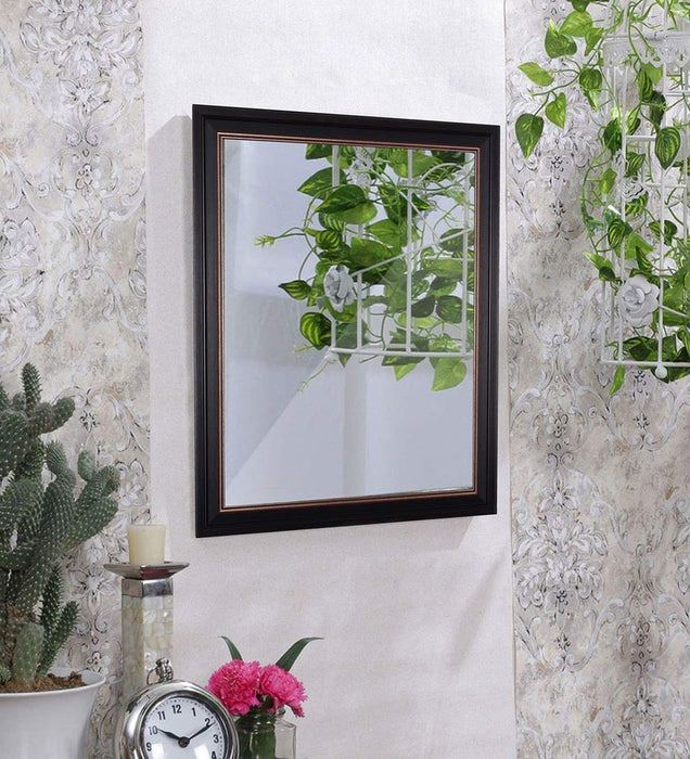Art Street Decorative Wall Mirror Modern Warnish Black Color Inner Size 12 x 24 inch, Outer Size 15 x 27 inch 15x 27 Inchs