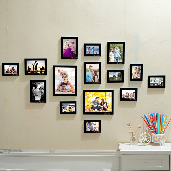 Art Street - Encapsulate Set of 15 Individual Black Wall Photo Frame(Size 4X6, 6X8, 8X10 inches )