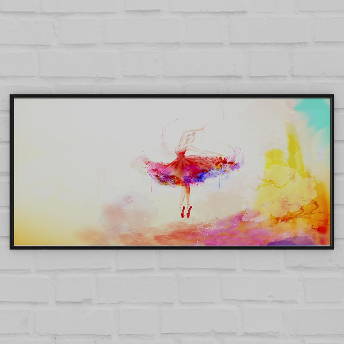 Art Street Canvas Painting Abstract Watercolour Ballet Dancing Girl Panel for Home Décor (Black, 23x47 Inch)