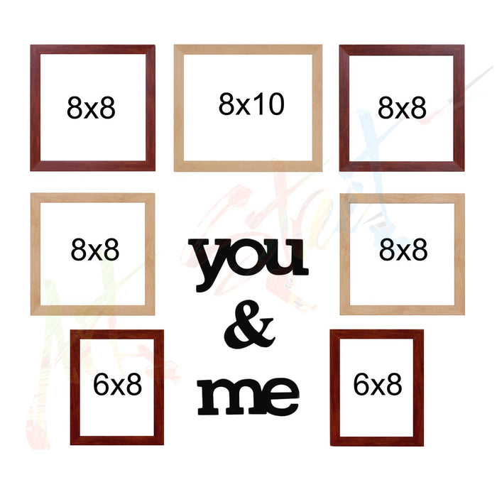 Painting Mantra Art Street You and Me Individual Acrylic Photo Frame (Mix Size) with MDF Plaque - Set of 7