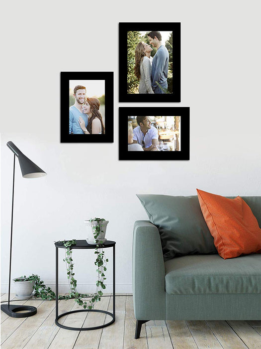 Fiber Wood Wall Photo Frame Set of 3 ( Size 4x6, 5x7 inches )