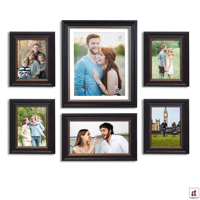 Premium Black photo frames for wall ,living room ,Gift - Set of 6 . ( Size 5x7, 6x10, 10x12 inches )