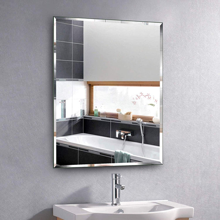 Set of 2 Modern Frameless Mirror For Bathroom, Bedroom, Living & Home Decor - 16" x 24" Inch Inches