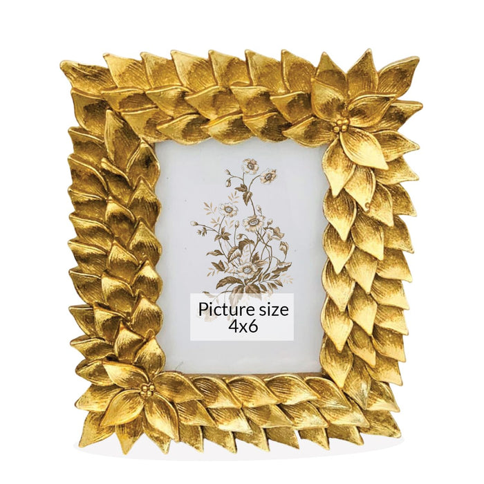 Art Street Golden Leaf Photo Frame For Home Decoration - Royal Gold (Size: 4x6 Inch)