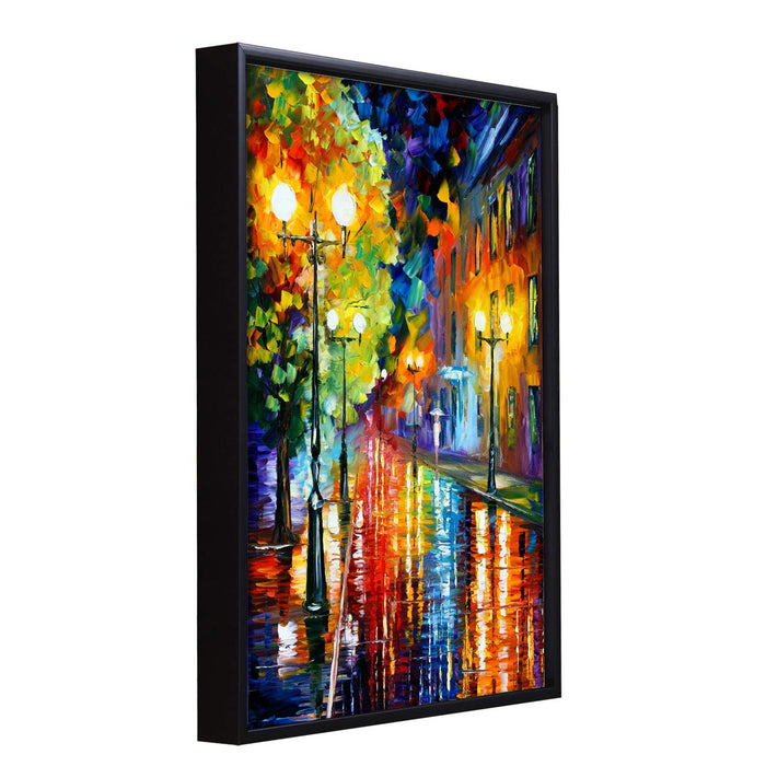 Beautiful Rainy Street Theme 1 Framed Canvas
