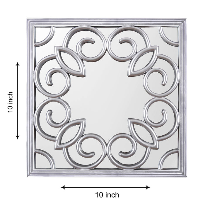 Set of 3 Silver Square Mirror Decorative in Square Shape (10 x 10 Inchs)